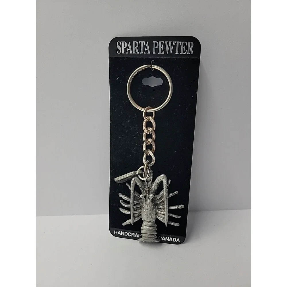 New Sparta Pewter Lobster Keychain‎ Handcrafted Nautical Souvenir